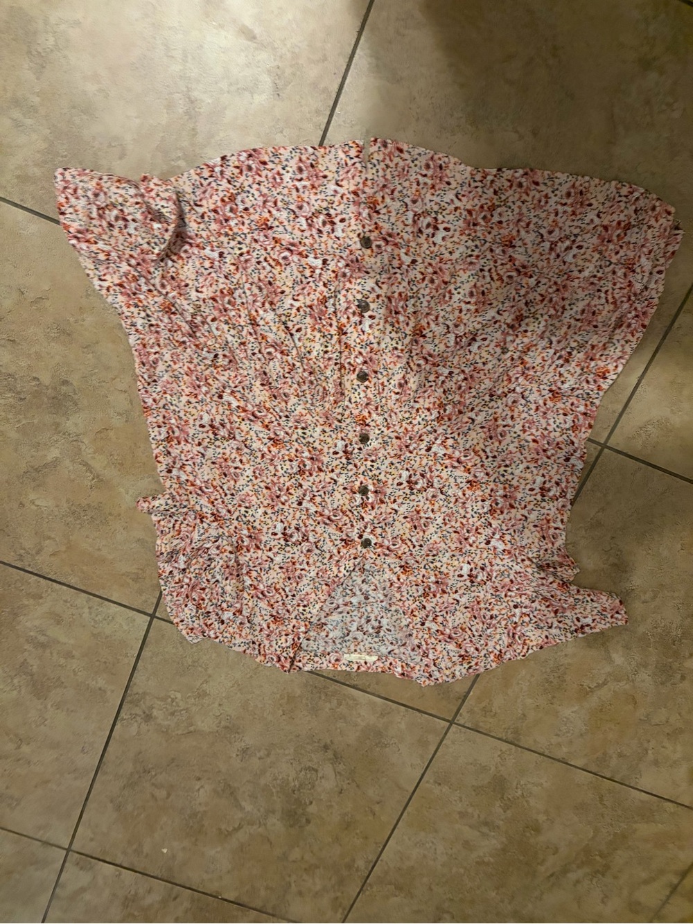 Floral Button-Front Blouse in Pink